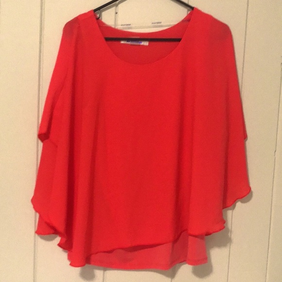 Nygard Tangerine Orange Batwing Layered Blouse size S NWOT - Picture 2 of 8
